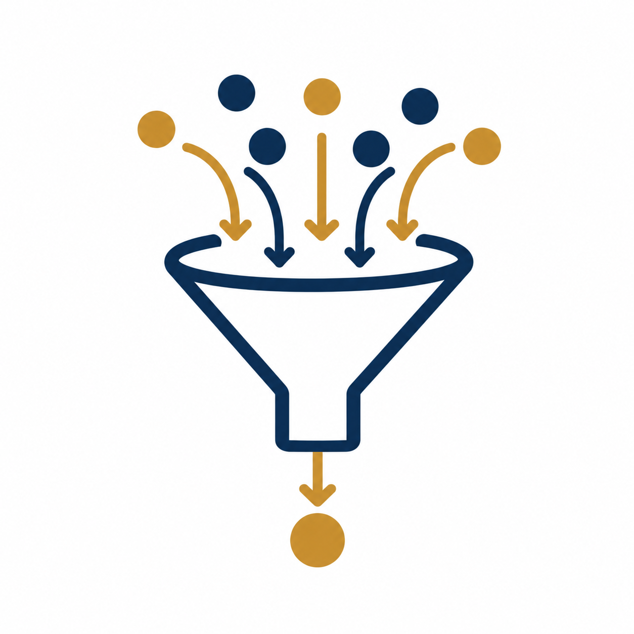 Minimaler Funnel-Prozess in Blau und Gold